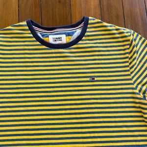 Tommy Hilfiger Tommy Jeans Bright Blue Yellow Stripe Short Sleeve Tee Medium